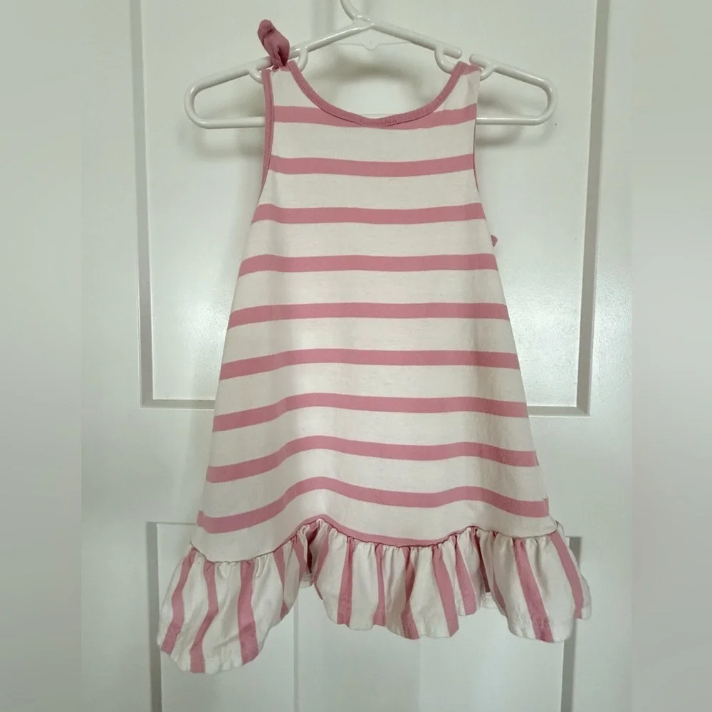 Baby GAP Pink & Off-White Stripe Ruffle Hem Dress | Toddler Girl 2T